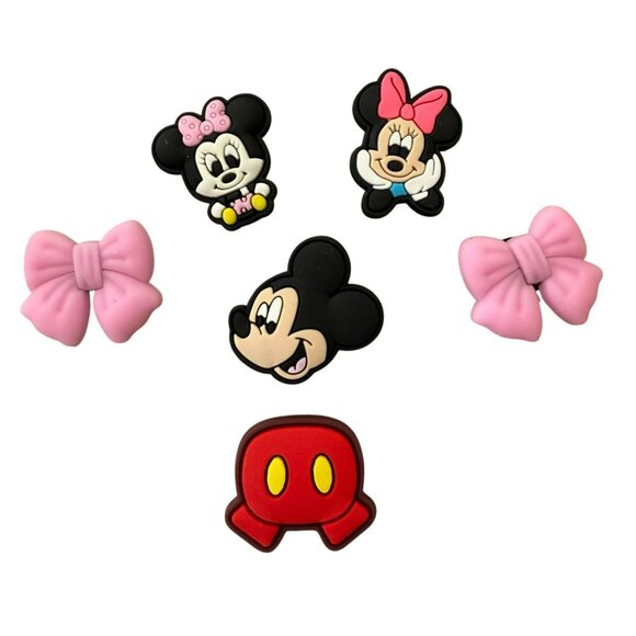 Disney Mickey & Minnie Mouse Crocs Charms Jibbitz Set Of 6 Rubber Shoe Accessory - Picture 1 of 8